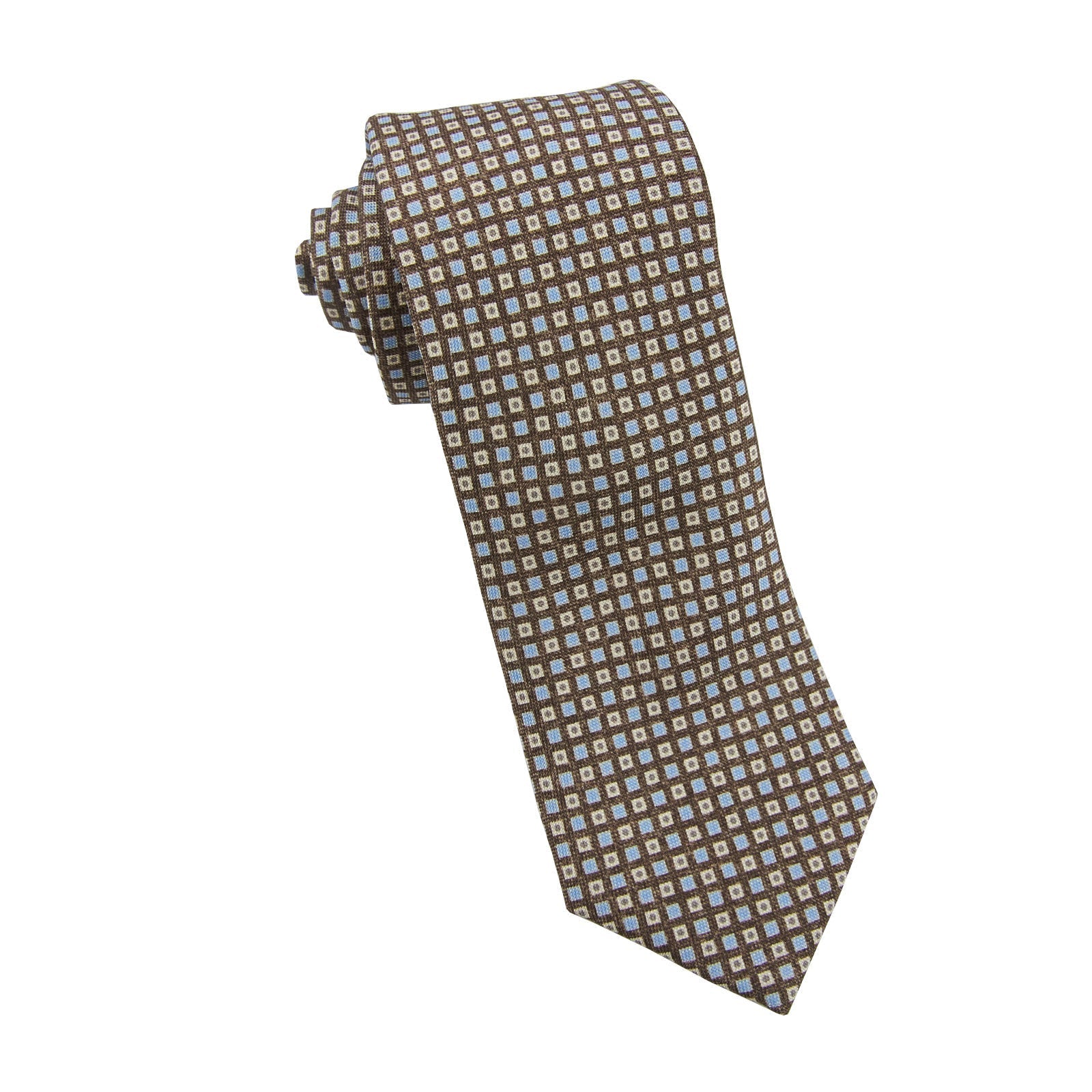 Printed Brown Mini Medallion Tie